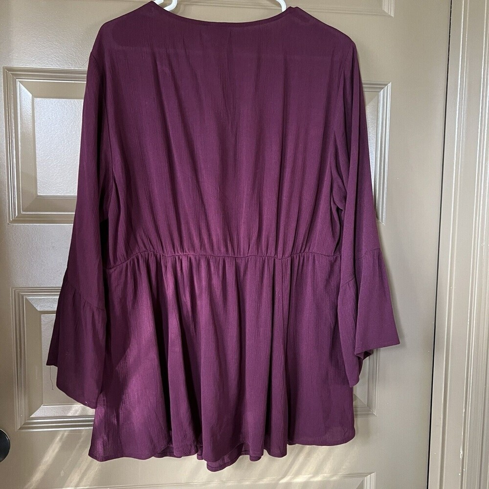 Torrid Babydoll Crinkle Gauze Crochet Lace-up Top 1X Rayon Blouse - Picture 3 of 7